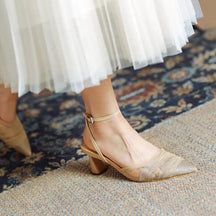 Sapato Feminino Salto Alto de Malha - Lecce Florelle Bege 32 