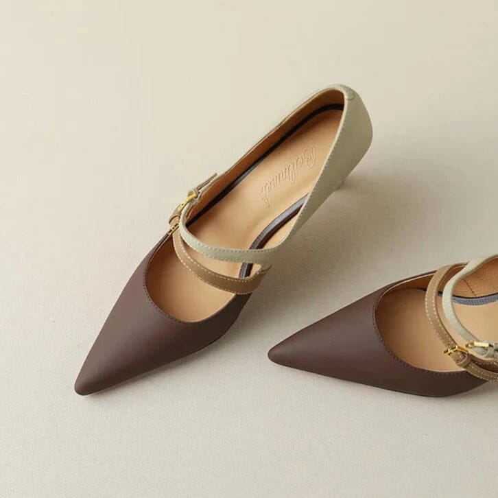 Sapato Feminino De Couro Bicolor Salto Alto - Marbella Florelle 