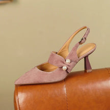 Sapato Feminino Camurça Salto Alto Perolado - Havana Florelle Rosa 32 