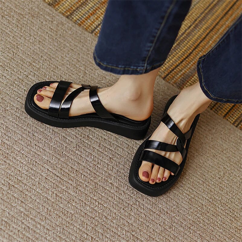 Itapema Sandália Plataforma Gladiadora de Couro - Ipanema Florelle Preto 31 