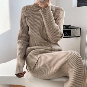 Conjunto Inverno Feminino - Calça e Blusa Manga Longa MODAFEMININA14 Florelle Conjunto Inverno Feminino Casual Bege P 