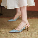 Sapato Feminino Escamado com Salto - Nassau Florelle Azul 32 
